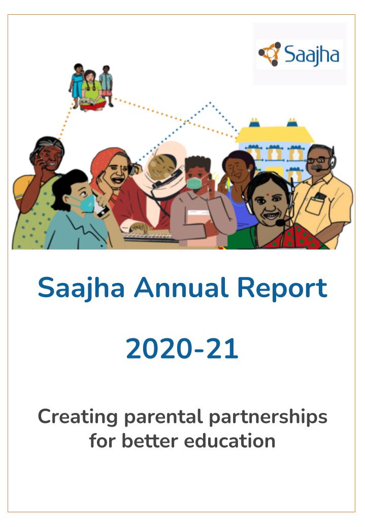 Saajha Annual Report 2020-21